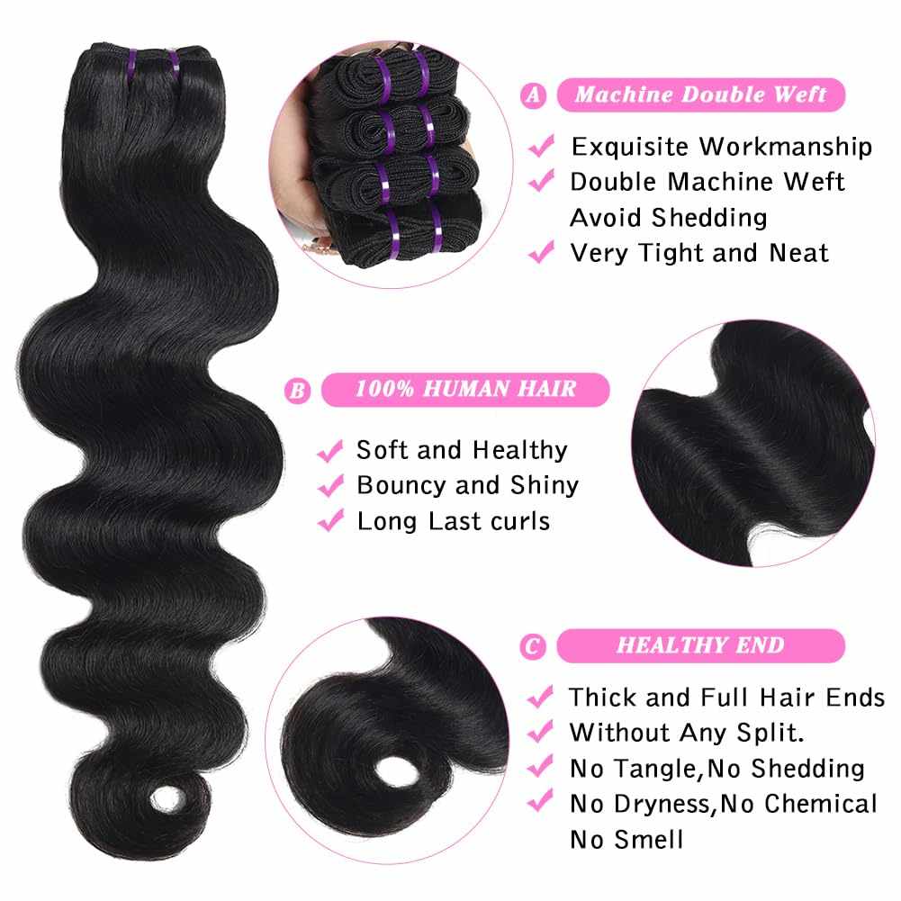 Body Wave Human Hair Bundle, 100g — 16 to 28 Inch