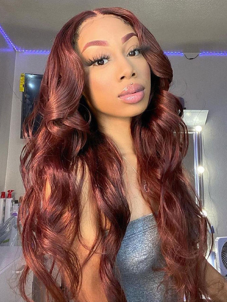 5x5 Pre-Cut Lace Closure Wig - Reddish Brown Body Wave