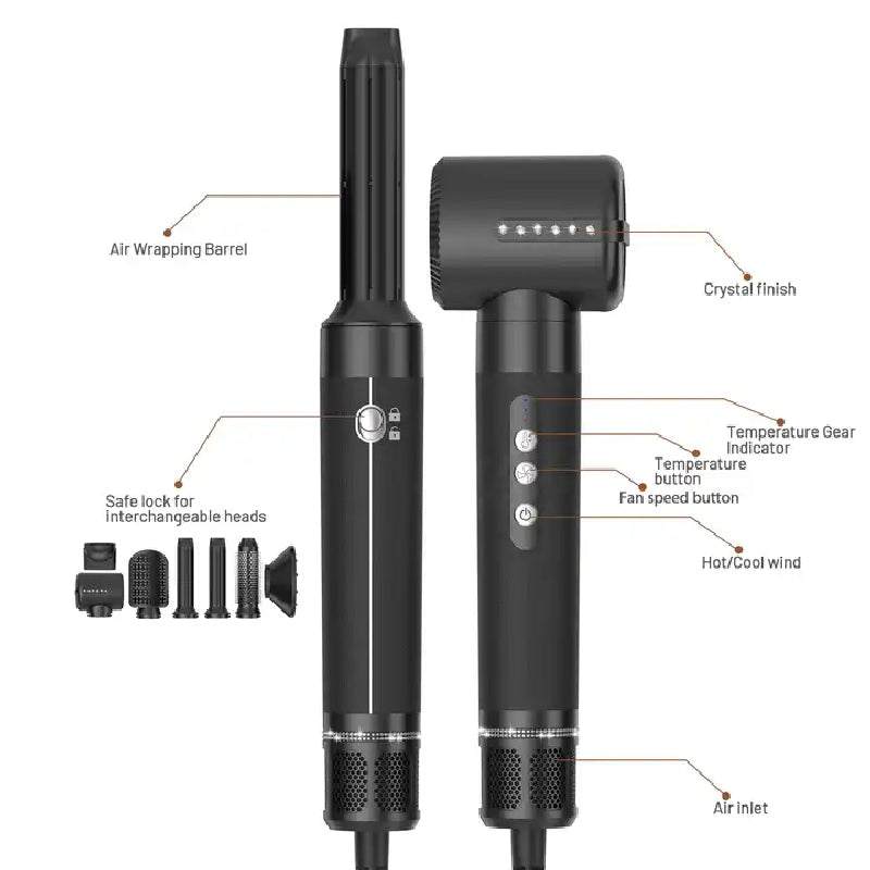 Professional Hair Dryer 7 in 1 Hair Styling Tools Complete Styler Set