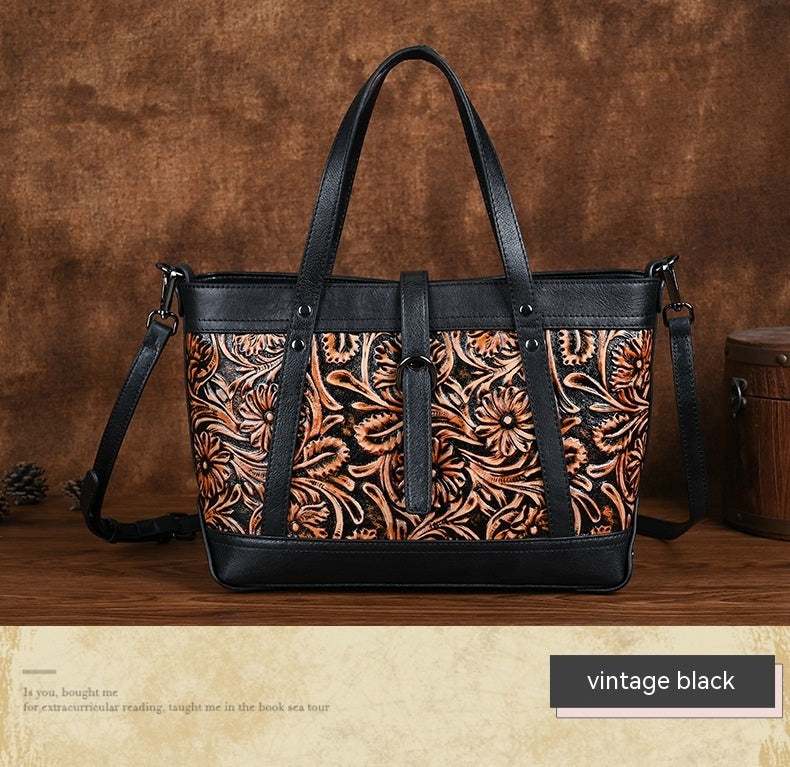 Hand-Carved Cowhide Crossbody Bag
