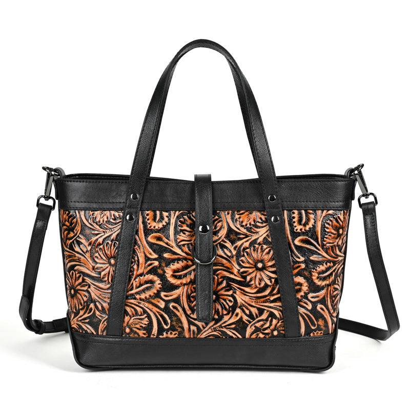Hand-Carved Cowhide Crossbody Bag