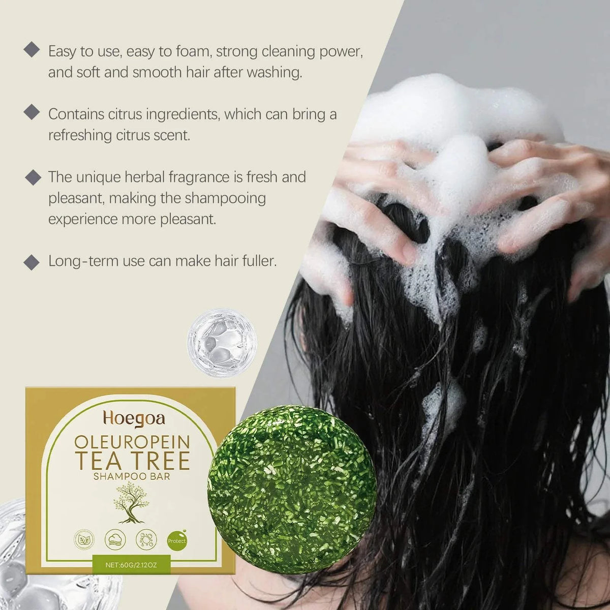 HOEGOA Oleuropein & Tea Tree Dandruff Removal Shampoo Bar