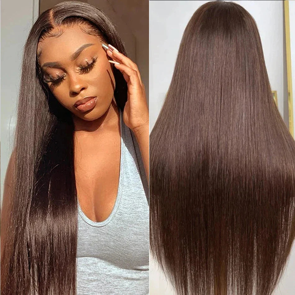 4x4 Lace Closure Wig 16-24 Inch - Chocolate Brown Straight