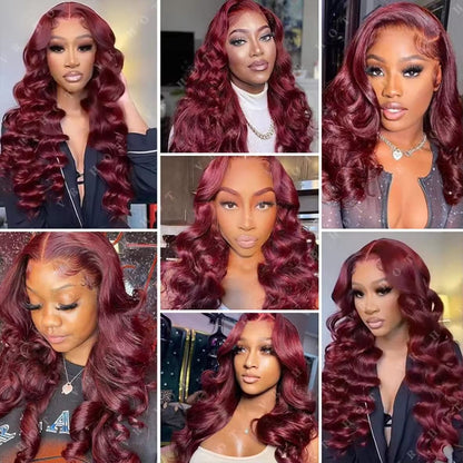 13x4 HD Burgundy Lace Front Human Hair 