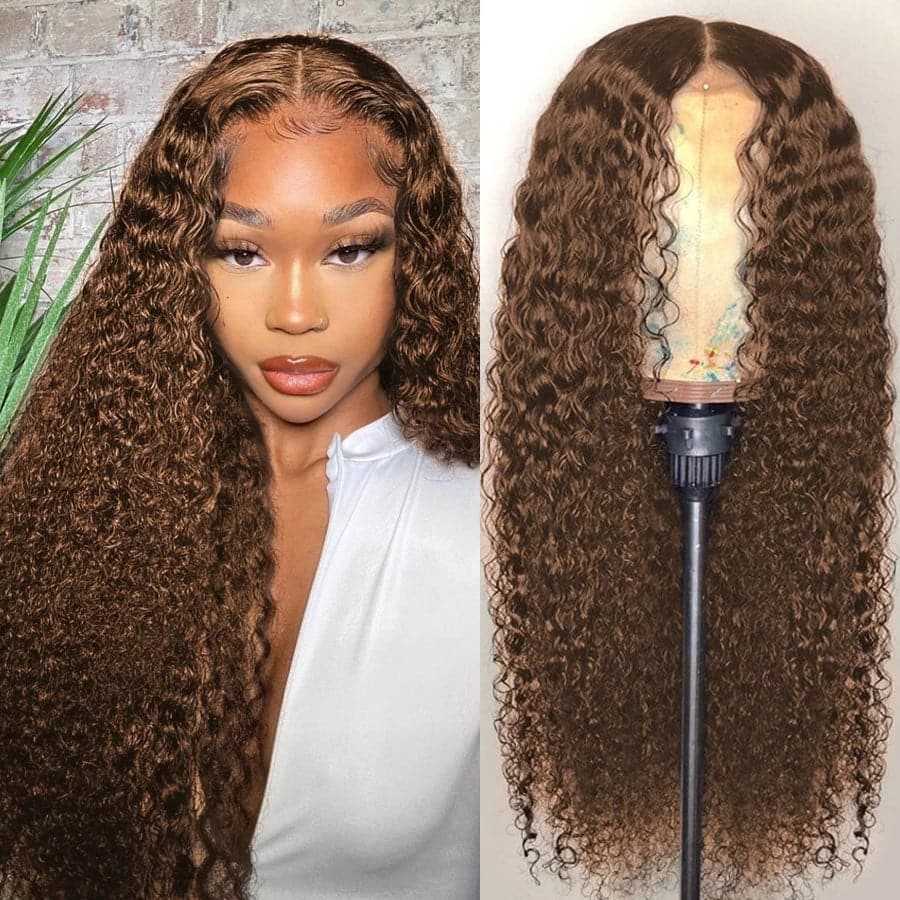 4x4 Lace Closure Wig 26 Inch - Chocolate Brown Water Wave