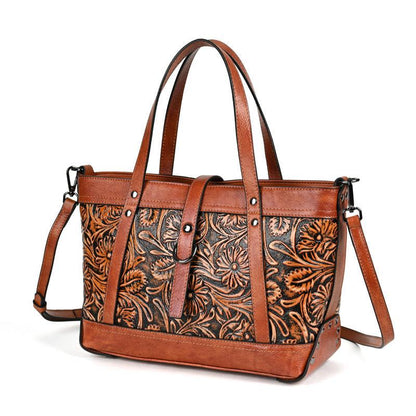 Hand-Carved Cowhide Crossbody Bag
