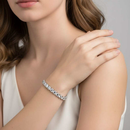 Fully-Set Tennis Bracelet in Electroplated Alloy, 2 to 6.5mm