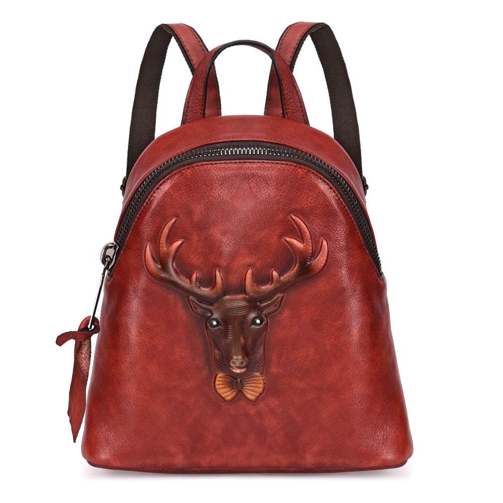 Bark-Grain Leather Backpack with Hand-Rubbed Colour
