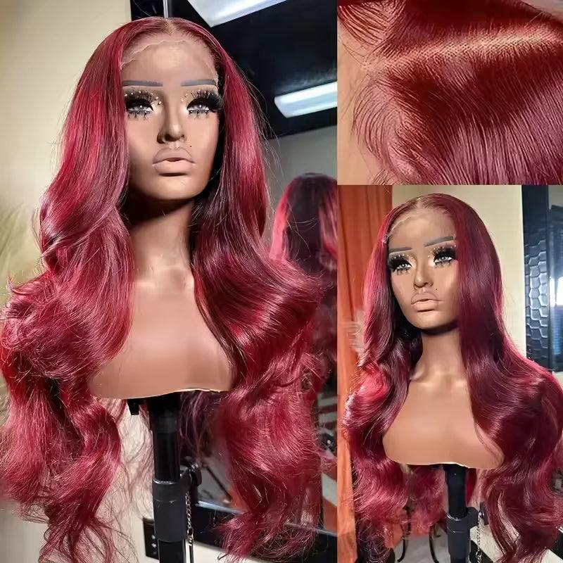 13x4 HD Burgundy Lace Front Human Hair 
