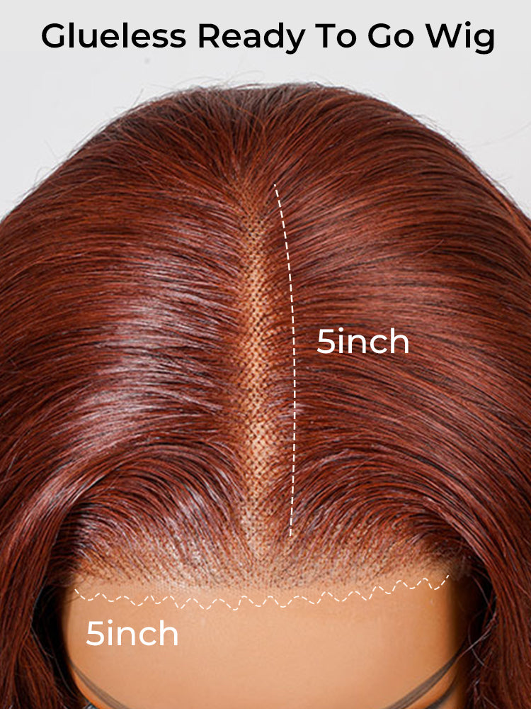 5x5 Pre-Cut Lace Closure Wig - Reddish Brown Body Wave