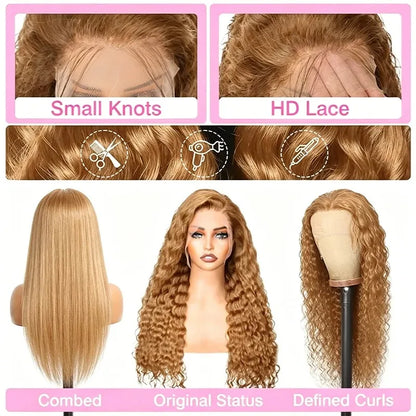 34-38 Inch Honey Blonde Human Hair Wig Lace Front Wig