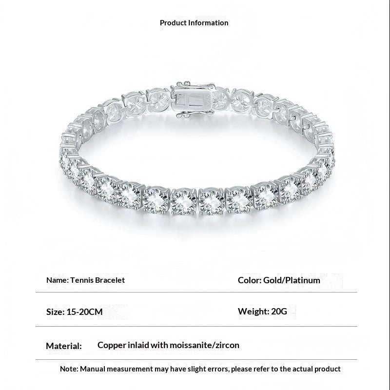 Fully-Set Tennis Bracelet in Electroplated Alloy, 2 to 6.5mm
