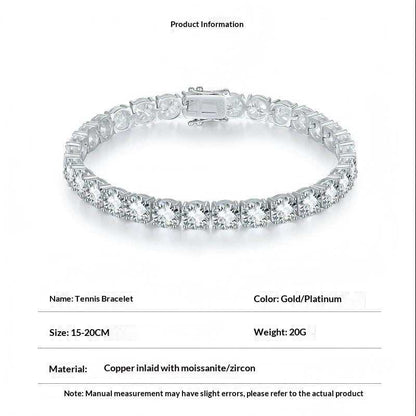 Fully-Set Tennis Bracelet in Electroplated Alloy, 2 to 6.5mm