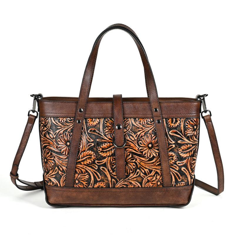 Hand-Carved Cowhide Crossbody Bag