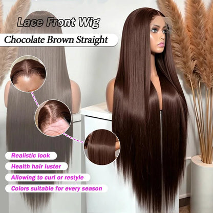 HD Chocolate Brown 13x4 Straight Lace Front Brazilian Wig