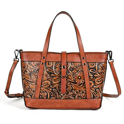 Hand-Carved Cowhide Crossbody Bag