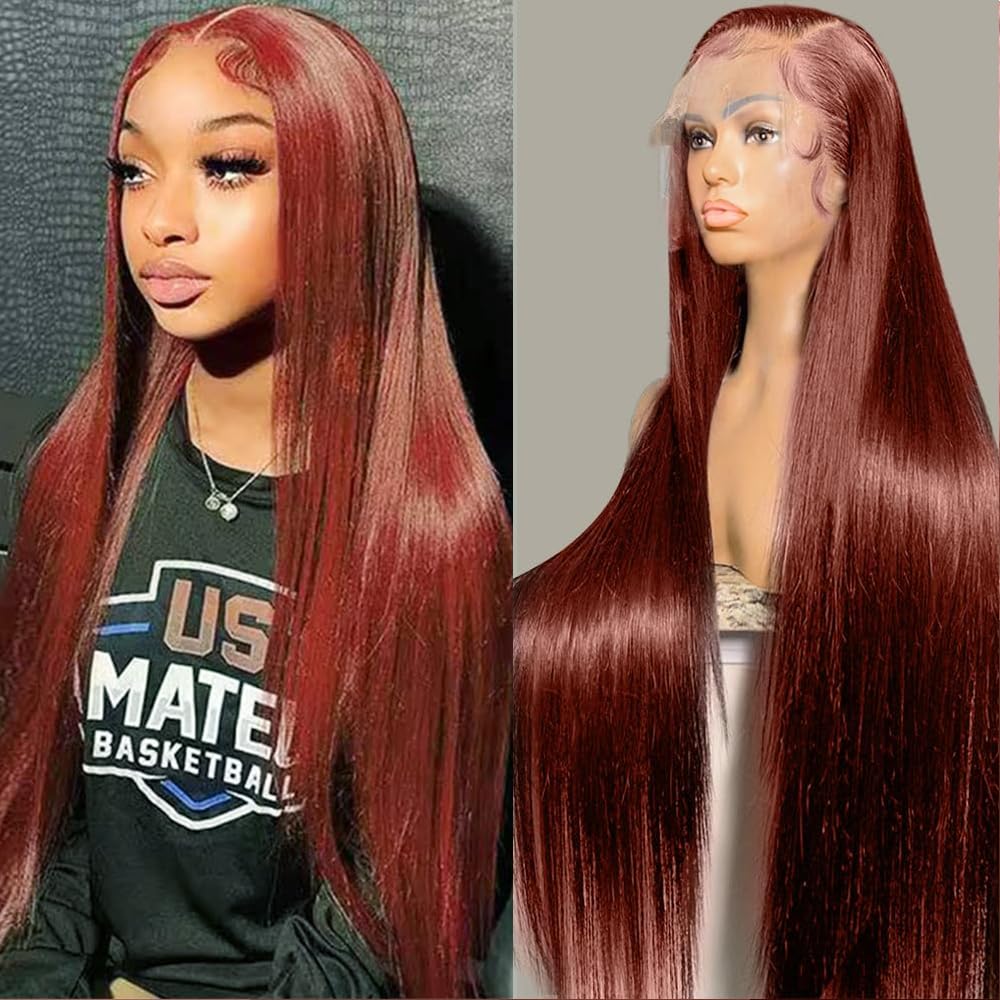 13x4 HD Lace Front Wig 8-16 Inch - Reddish Brown Straight
