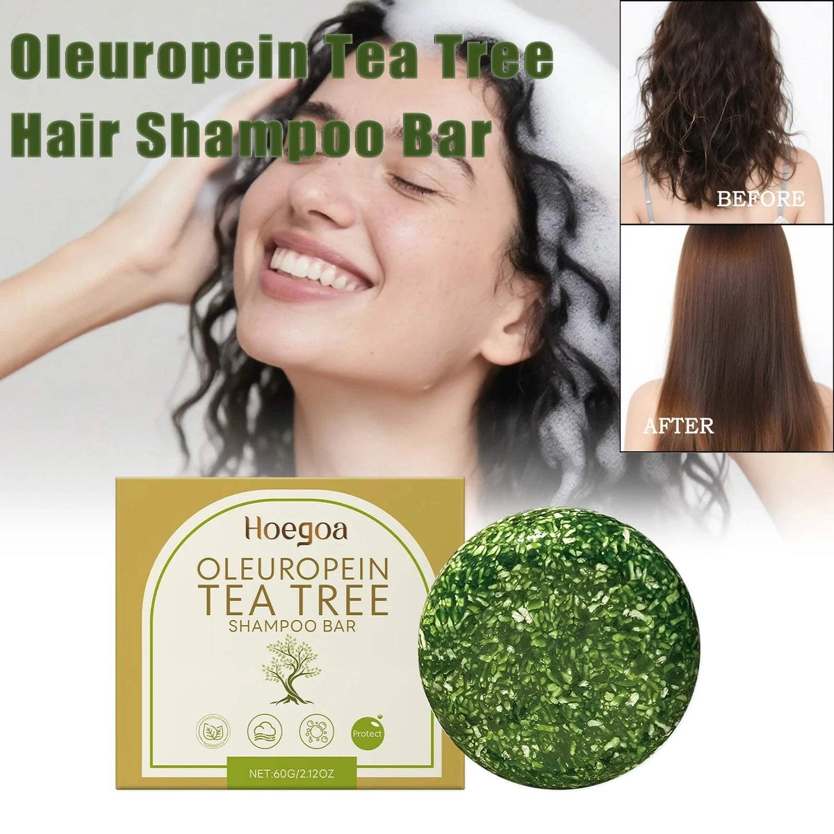 HOEGOA Oleuropein &amp; Tea Tree Dandruff Removal Shampoo Bar
