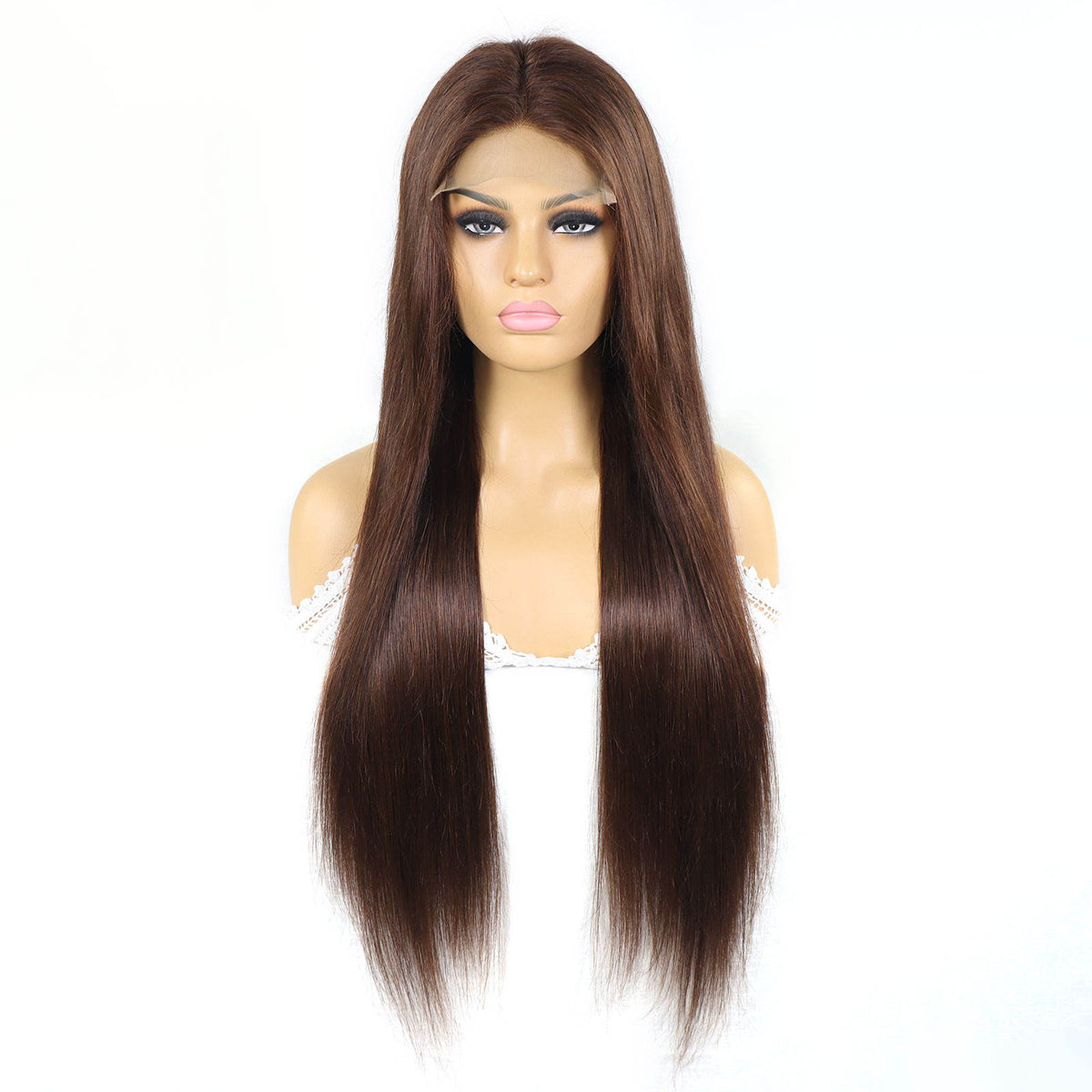 4x4 Lace Closure Wig 16-24 Inch - Chocolate Brown Straight