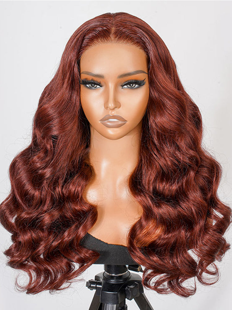5x5 Pre-Cut Lace Closure Wig - Reddish Brown Body Wave