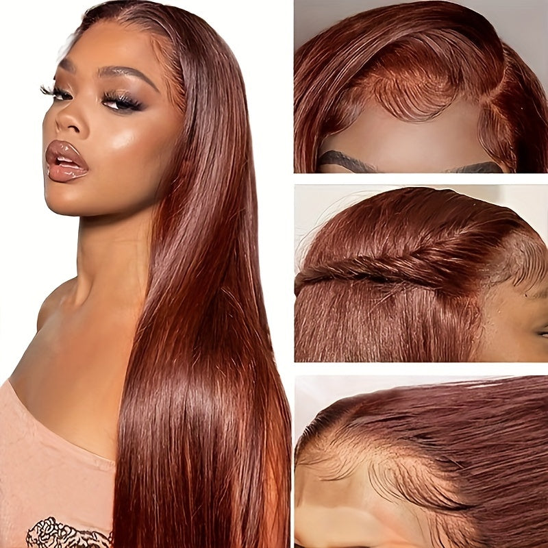 13x4 HD Lace Front Wig 8-16 Inch - Reddish Brown Straight