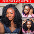 urmese Curly Human Hair 3-in-1 Half Wig