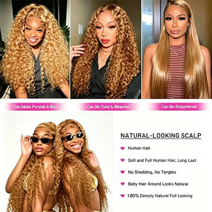34-38 Inch Honey Blonde Human Hair Wig Lace Front Wig