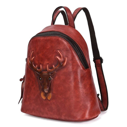 Bark-Grain Leather Backpack with Hand-Rubbed Colour