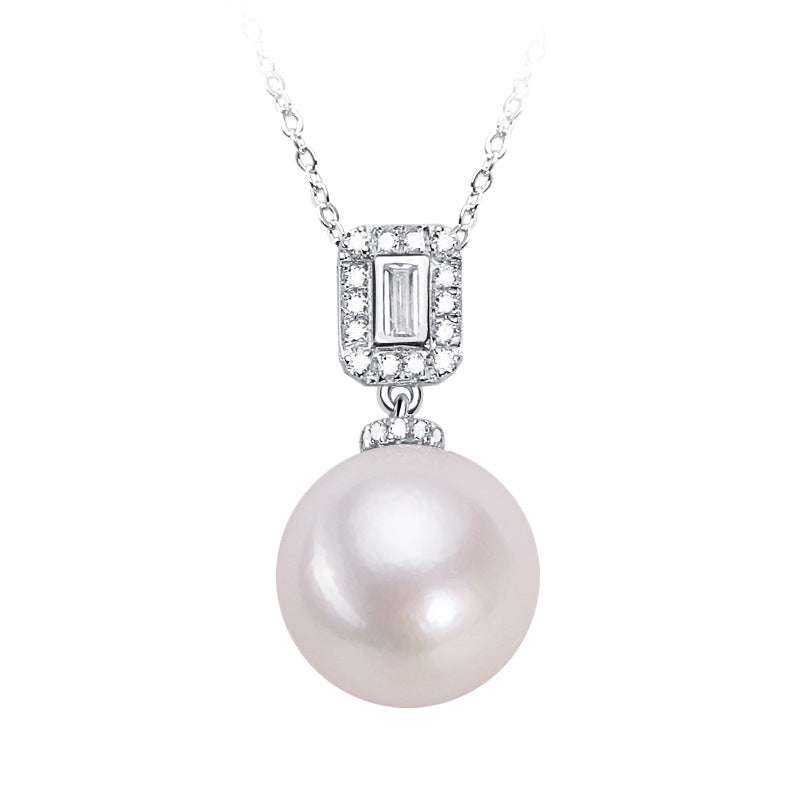 11mm Freshwater Pearl Pendant Necklace in Sterling Silver
