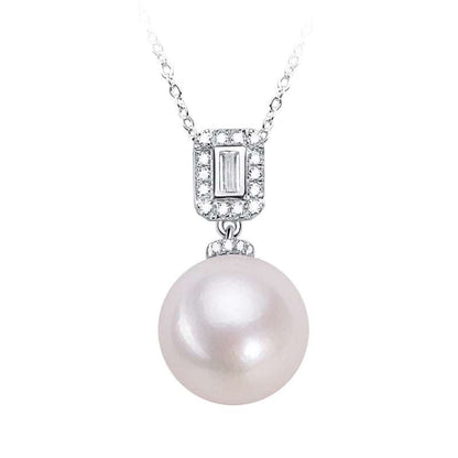 11mm Freshwater Pearl Pendant Necklace in Sterling Silver