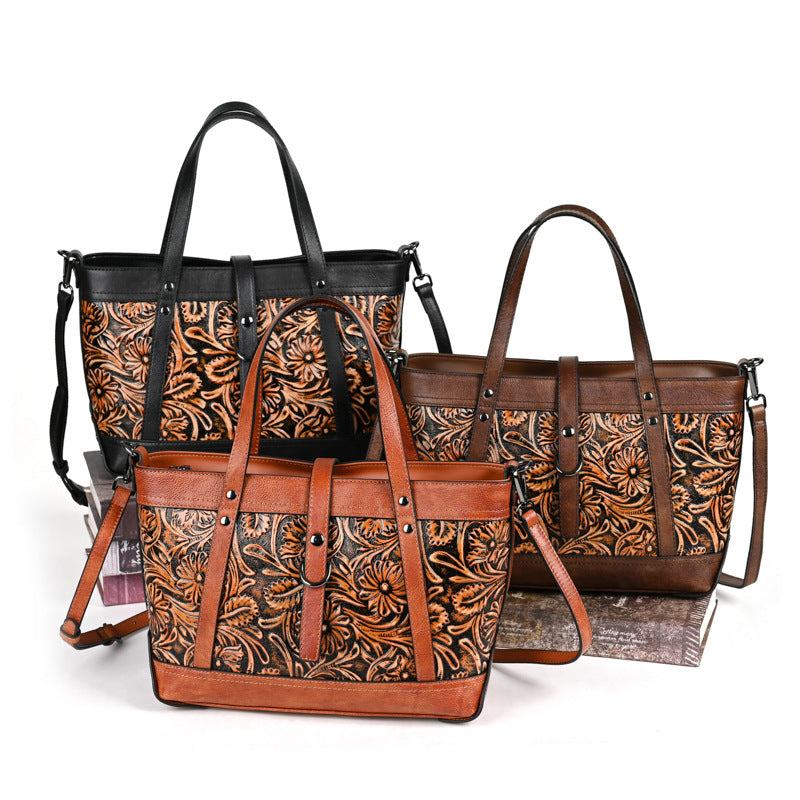 Hand-Carved Cowhide Crossbody Bag