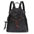 Bark-Grain Leather Backpack in black leather with a zip closure and raised deer head bow-tie design