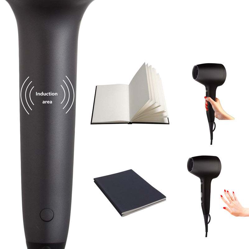 Bladeless Ionic Hair Dryer in matte black with open-ring handle, induction area, and compact styling design