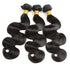Body Wave Bundle Sets with three black human hair wefts in glossy body wave texture