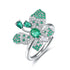 Butterfly Ring in silver-tone metal with green gemstone centre and sparkling green and clear pavé wings