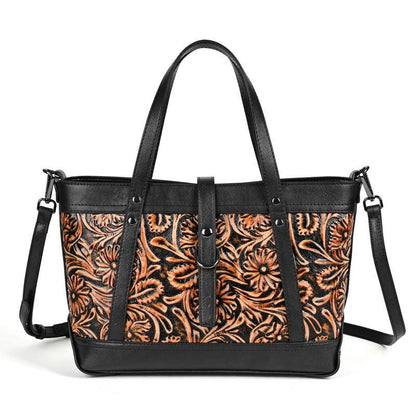Hand-Carved Cowhide Crossbody Bag