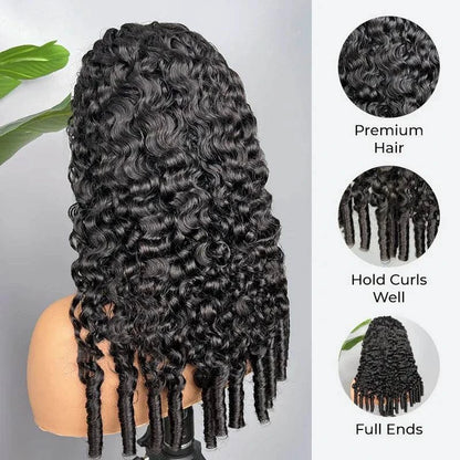 urmese Curly Human Hair 3-in-1 Half Wig
