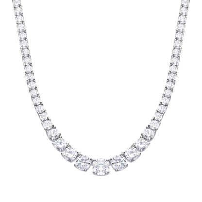 Diamonfire tennis necklace in sterling silver with graduated clear cubic zirconia stones in a continuous line