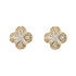 Flower stud earrings, Elements Gold 9ct yellow gold with baguette and round-cut diamond detailing
