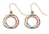 Elements Gold tri-colour 9ct gold open circle drop earrings in yellow, white and rose gold