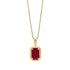 Elements Gold 9ct yellow gold pendant with a deep red octagonal gemstone in a wide polished border