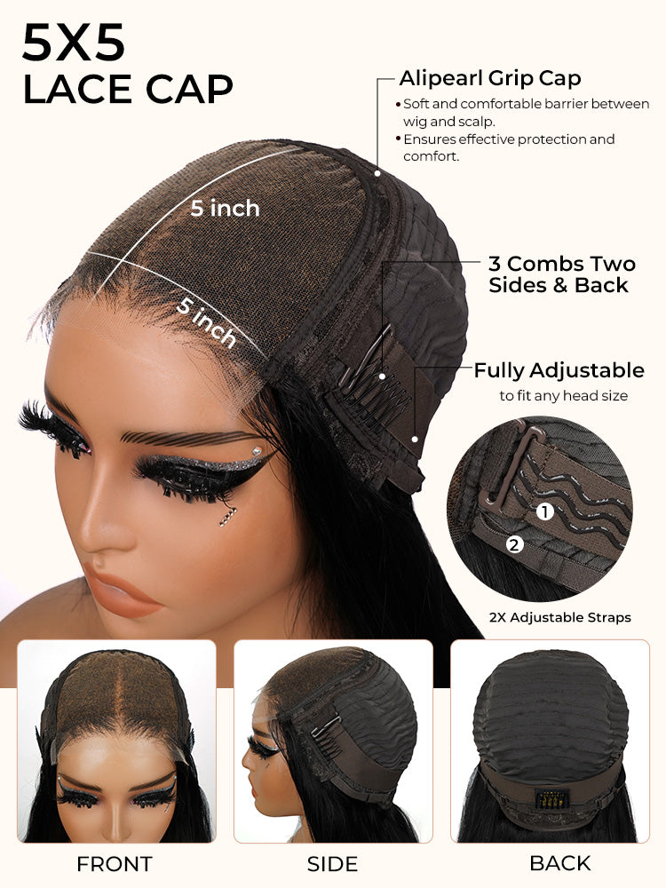 5x5 Pre-Cut Lace Closure Wig - Reddish Brown Body Wave