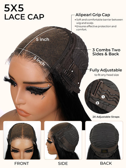 5x5 Pre-Cut Lace Closure Wig - Reddish Brown Body Wave