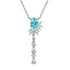 Lab-Created Gemstone Lariat Necklace with vivid aqua-blue oval stone, silver chain and cascading mixed-cut accents