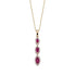 Marquise pendant in 9ct yellow gold with three ruby-red stones and diamond-set pointed marquise surrounds