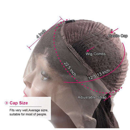 Ombre Lace Front Human Hair Wig cap with beige lace, dark mesh, elastic fit, wig combs and adjustable strap