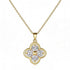 Clover necklace in gold-plated S925 Sterling Silver with four round clear stones and a polished gold-tone outline
