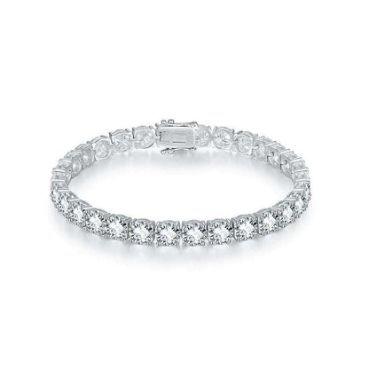 Tennis Bracelet in silver-tone electroplated alloy with a continuous row of square-set clear stones