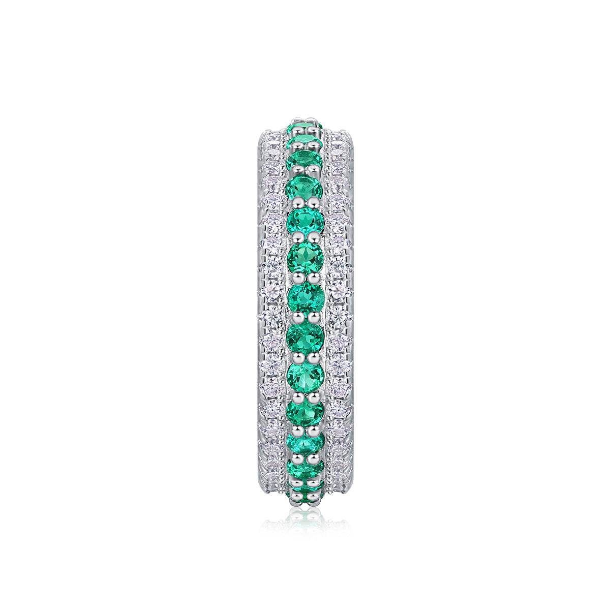 Three-Row Pavé Eternity Ring in Platinum-Plated Sterling Silver