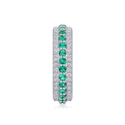 Three-Row Pavé Eternity Ring in Platinum-Plated Sterling Silver